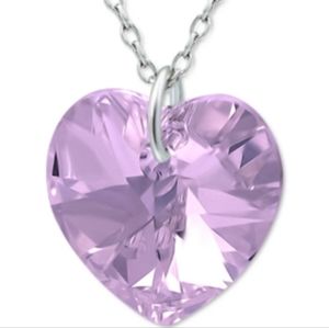 Macy's Crystal Heart Crystal 18" Pendant Necklace in Sterling Silver | Purple